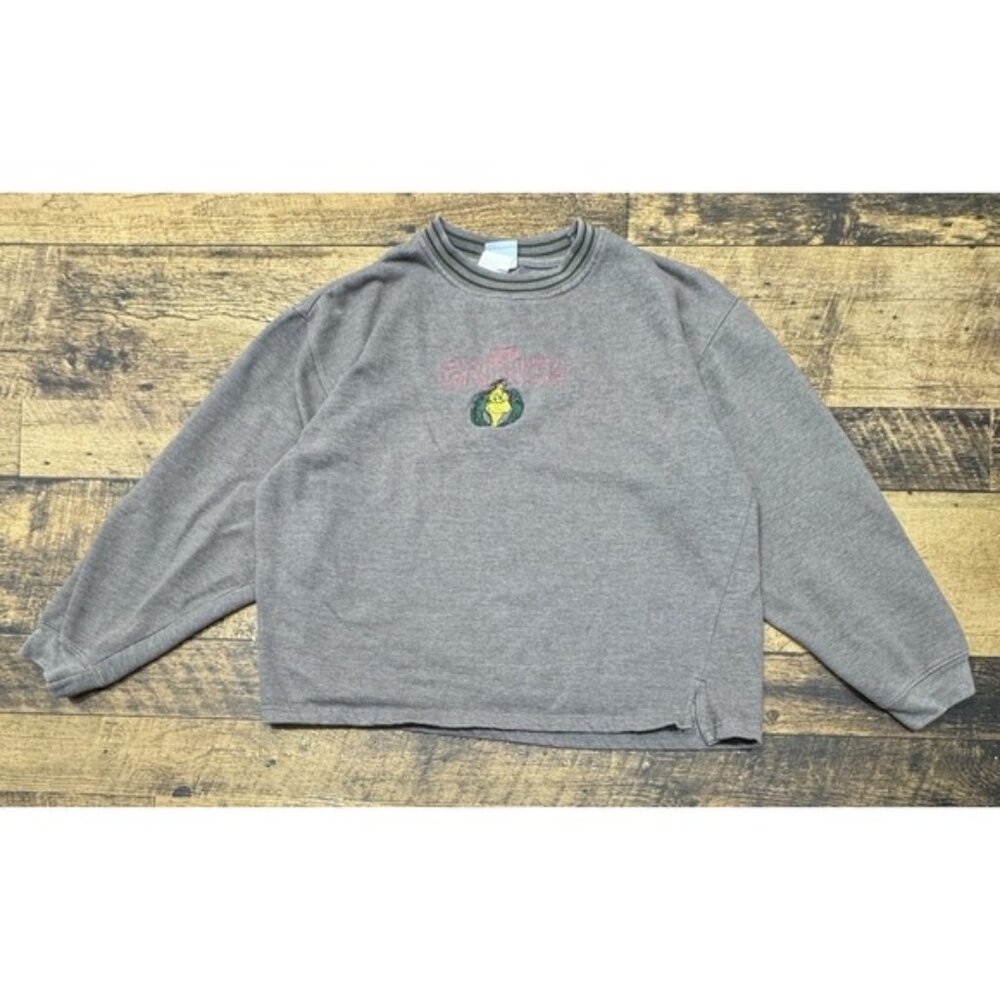 Vintage The Grinch Sweatshirt Women's XL Dr Seuss Brand Gray Christmas Xmas